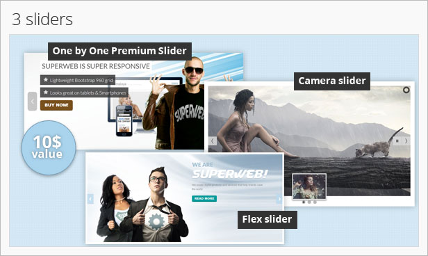 superweb bootstrap template sliders